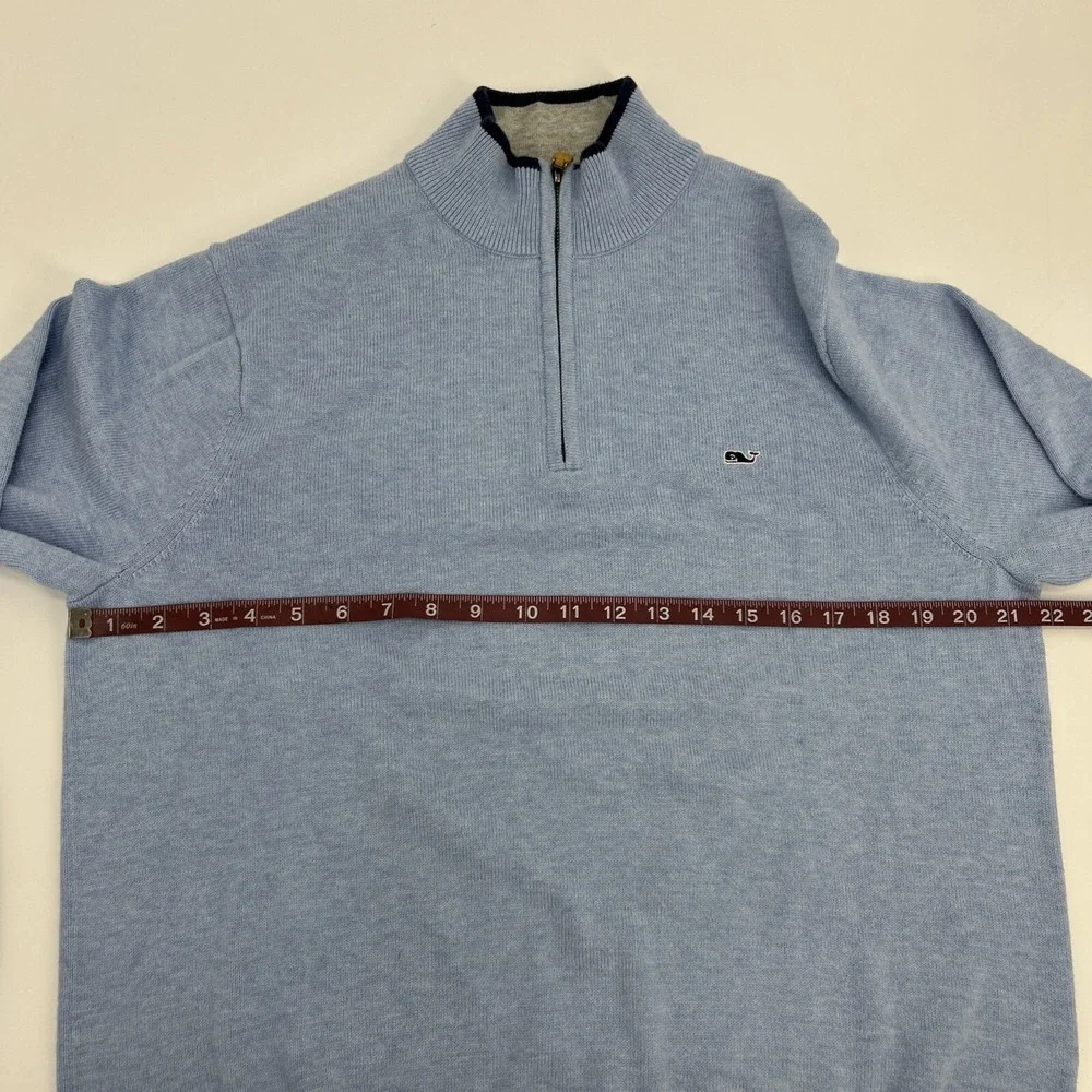 Vineyard Vines Quarter Zip Sweater Mens L Blue Whale‎ Logo Pullover Preppy